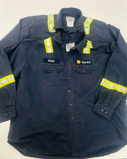 2 Men’s 4 XL Summit FR flame resistant enhanced visibility work shirt “Sprint” corporate patch