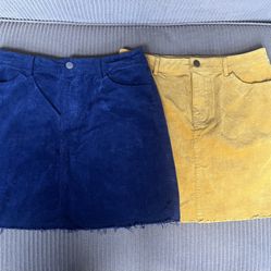 Forever 21 Blue and Yellow Mini Skirt Duo