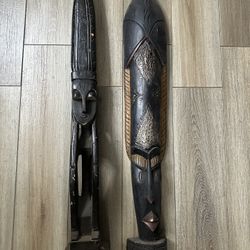 Vintage wood carved statues 