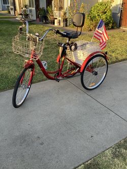 YITAHOME Adult 3-Wheel Tricycle – Red – Baskets – Tool kit, Lights-Excellent Condition