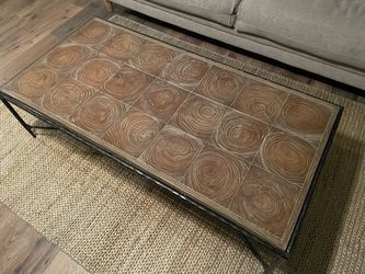 Unique wood rings and metal coffee table