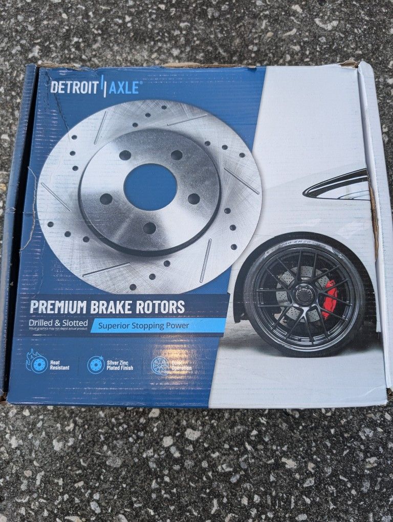 Detroit Axle Slotted And Drilled Disc Brake Rotors 