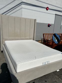 Queen bed frame with mattress