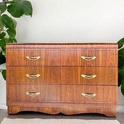 Walnut Mcm Solid Wood Lowboy Dresser 