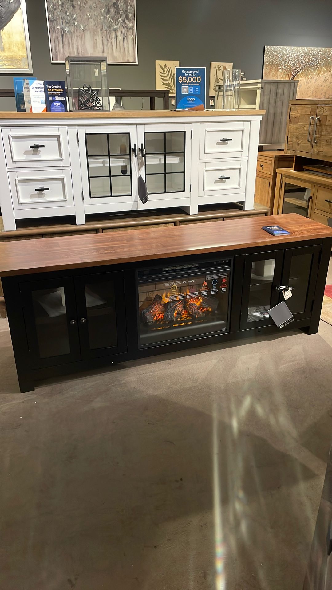 TV stand with fireplace