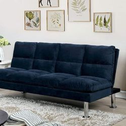 NAVY BLUE MICROFIBER FUTON-SOFA-ADJUSTABLE-BED -SILLON-CAMA