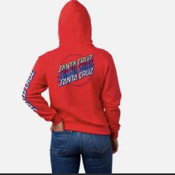 NEW Red Santa Cruz Hoodie Women's Small Or kids Large 