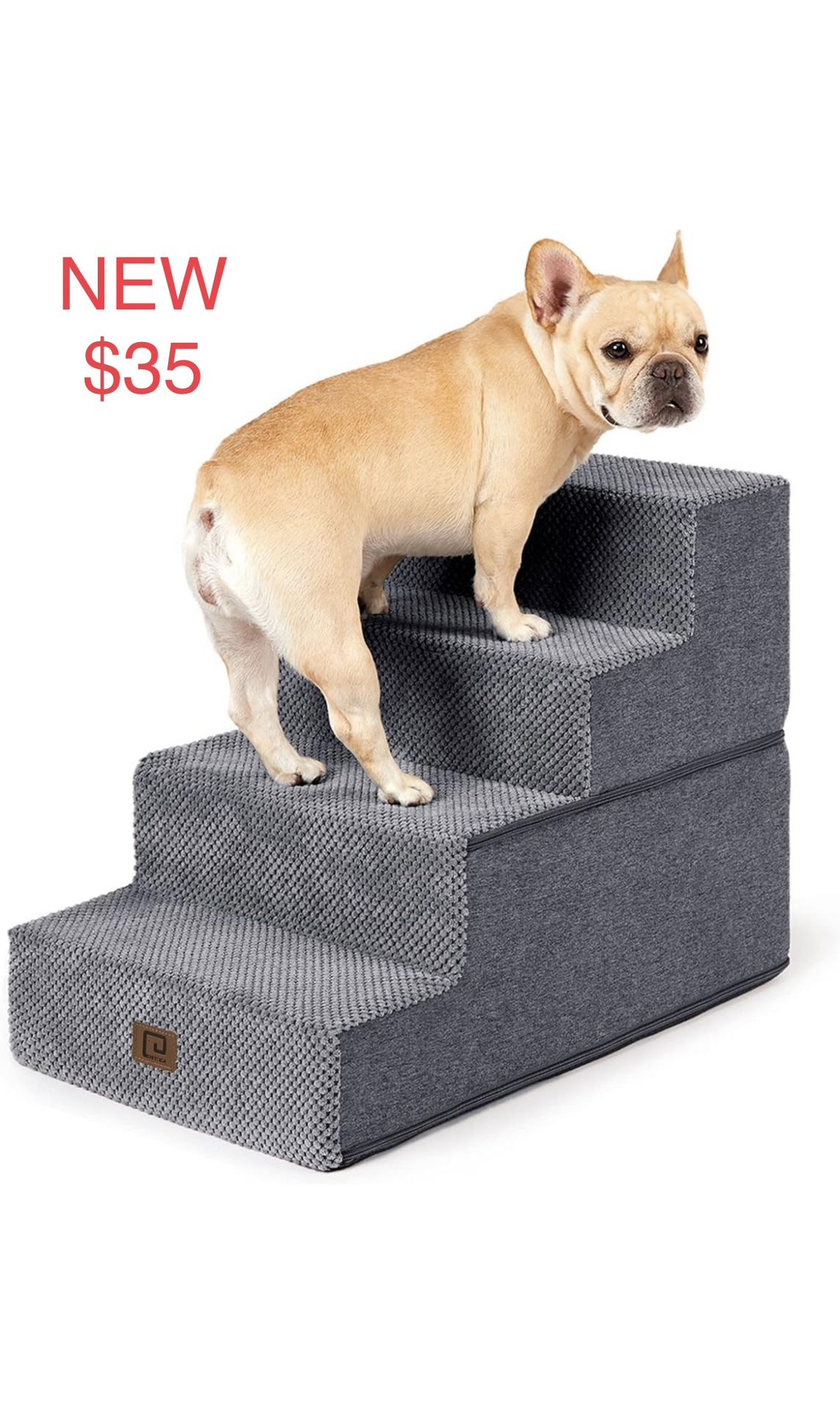 Dog Stairs for Small Dogs, 4-Step Dog Stairs for High Beds and Couch, Folding Pet Steps for Small Dogs and Cats, and High Bed Climbing, Non-Slip Balan