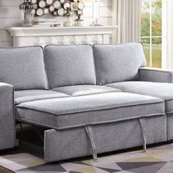 Brand New Light Grey Sectional Sofa Storage Sleeper 