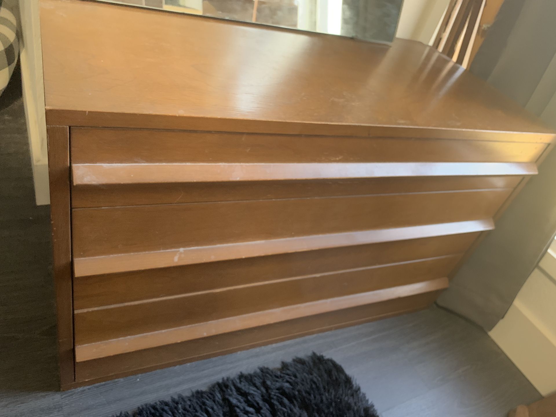 Poul Cadovius style Mid-century Modern Vintage Wall-Mount Corner Desk, Dresser, Mirror and Shelving