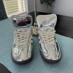 Adidas Wales Bonner X Samba silver metallic sneakers size 7US