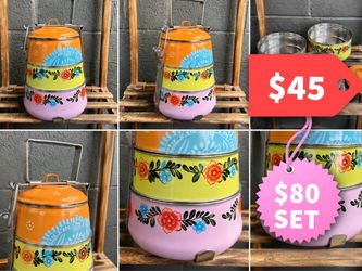 Floral Tiffin Lunch Carriers — $45 each / $80 pair