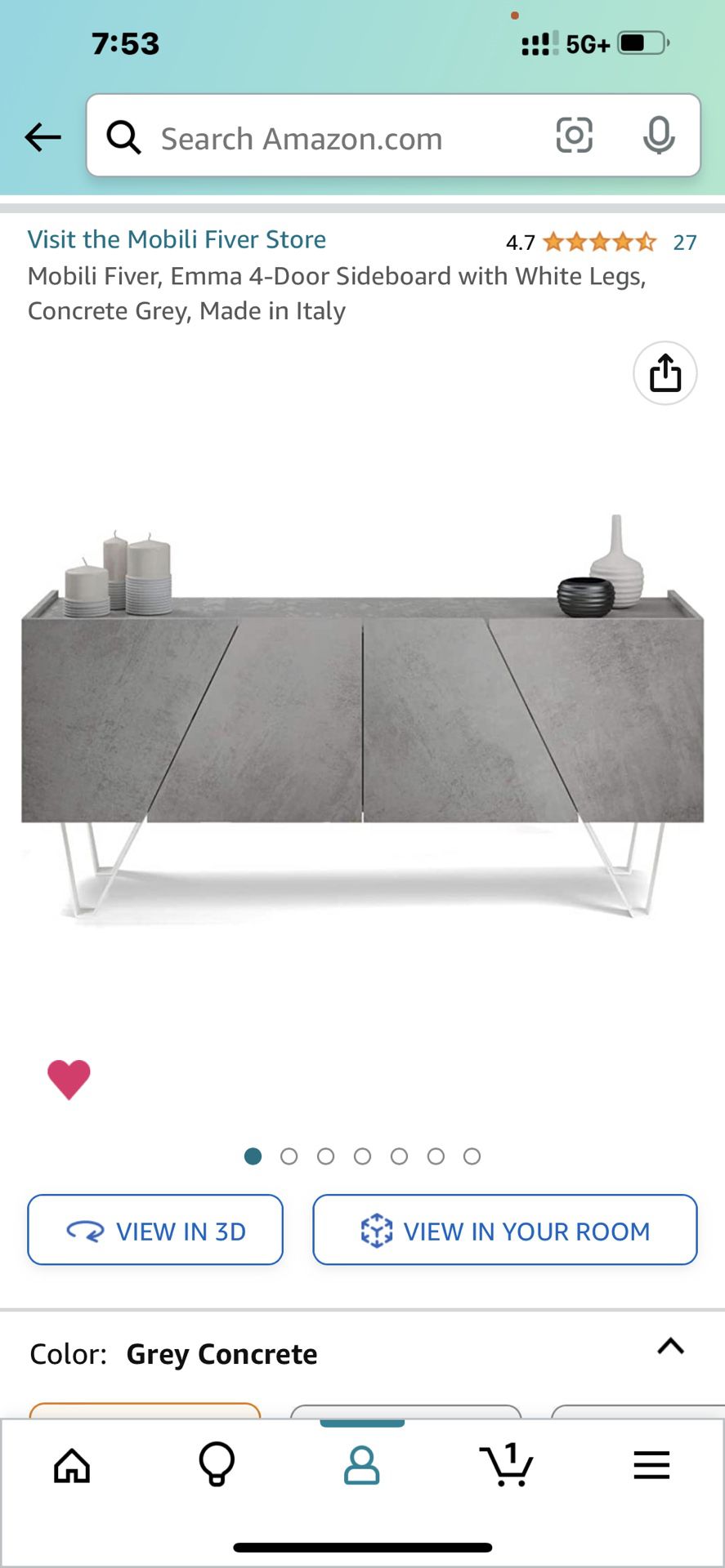 Mobili Fiver, Emma 4-Door Sideboard with White Legs, Concrete Grey, Made in  Italy for Sale in Addison, IL - OfferUp