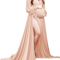 Champagne Colored Maternity Dress