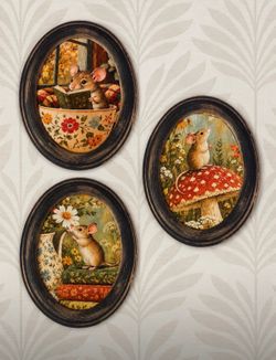NWT Set of 3 vintage inspired Little mouse garden wall decor
