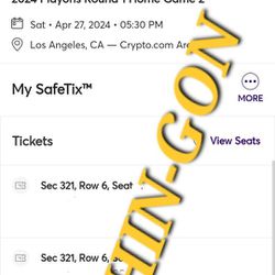 2 Lakers vs Nuggets Playoff Tickets 4/27/24 Section 321 Row 6   $220 Each HOME GAME 2 