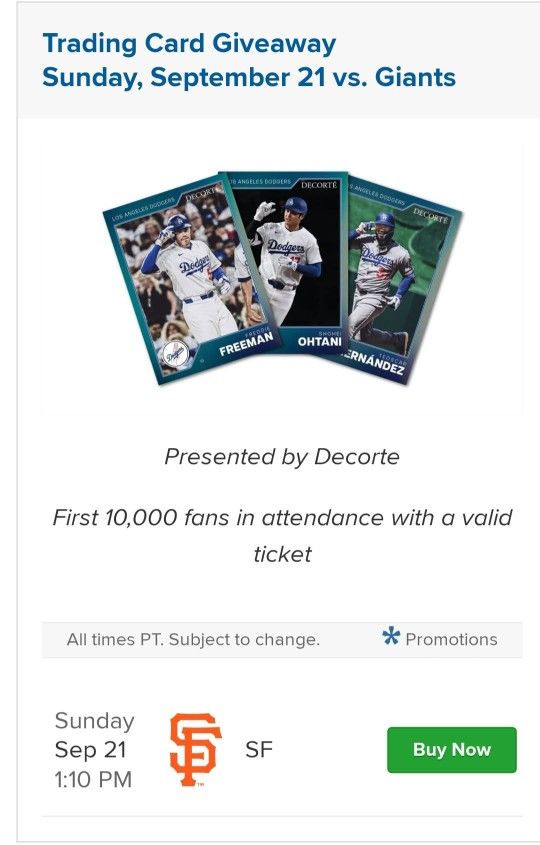 Dodgers Trading Card Giveaway 
