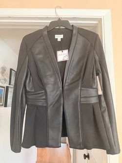 Bisou Bisou Black Faux Leather Blazer Jacket