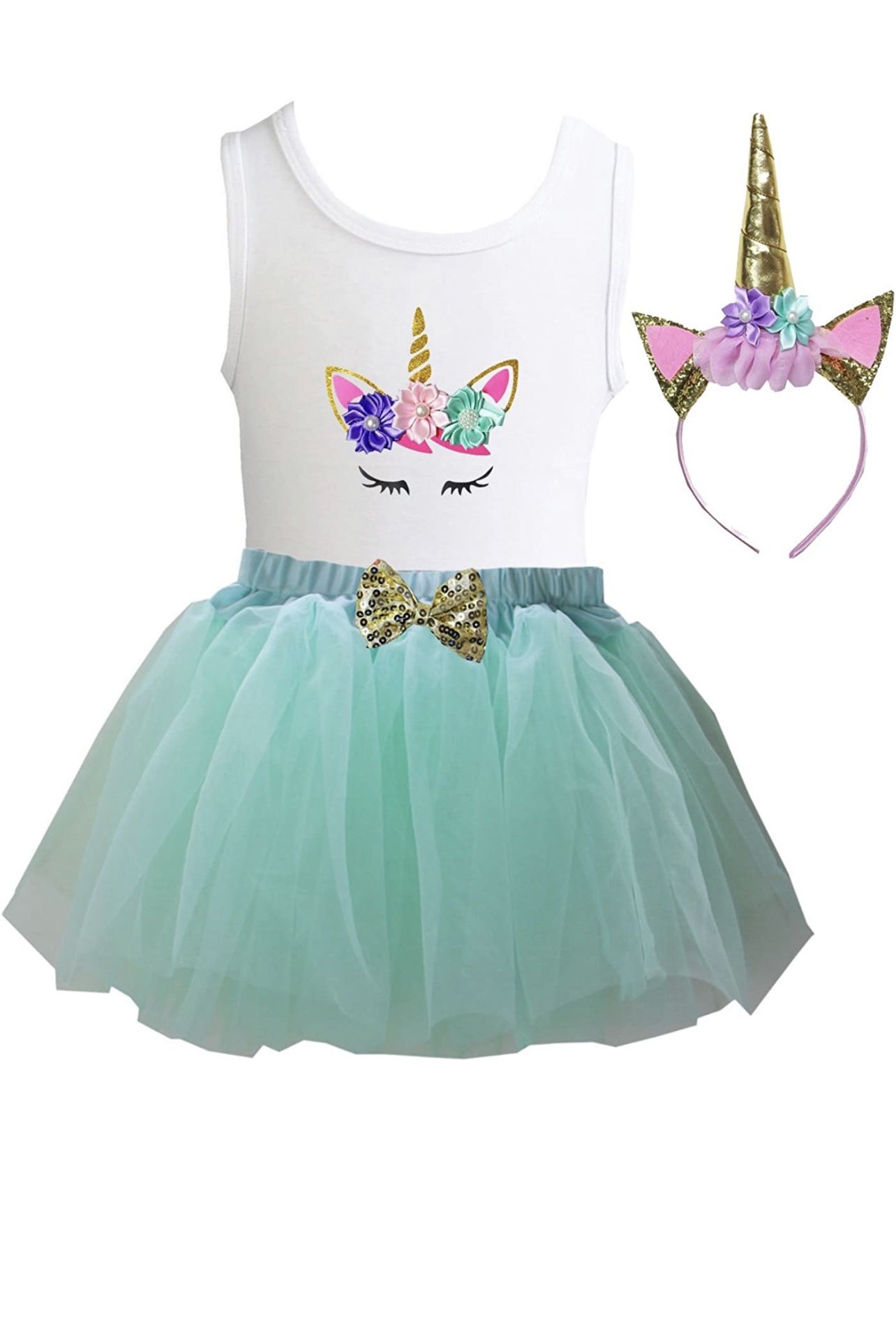 Birthday Girl Unicorn outfit with tulle tutu skirt size 7 or 8