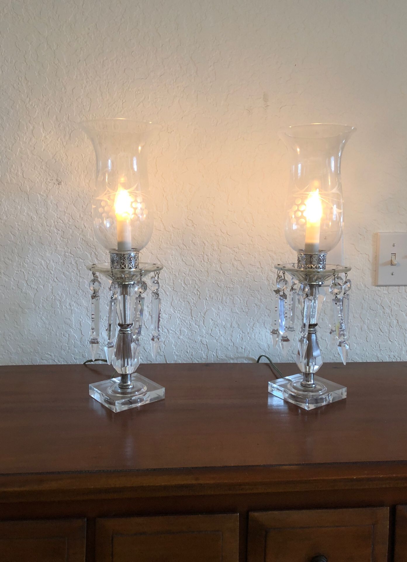 Antique glass electric candelabras (2)