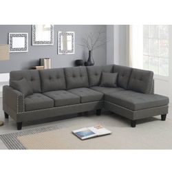 Grey Linen Like Fabric Sectional Sofa Brand New In Box Firm Price $299