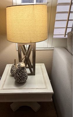 Target Threshold Brown Wooden Criss Cross Table  Lamp + decor