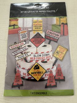 Amscan Novelty Gag Funny 'Over the Hill' Senior Birthday Toilet Paper Cake Kit