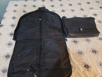 Leather Coach garment bag and messenger bag combo