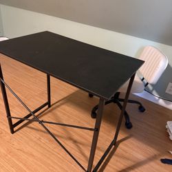 Small Computer Desk With Rolling Faux Leather Chair