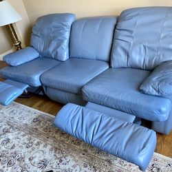 Blue Sofa And Recliner