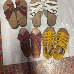 I have four pairs of lady sandals, hard bottom sandals, size 7