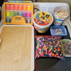  Arts & Crafting Supplies. Paint. Building Bits. Portable Drawing Board. Letters And Numbers. Beads. $20
