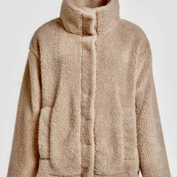 Billabong Sherpa Women Faux Fur Jacket Teddy Bear Snap Button Warm N Cozy M NWT