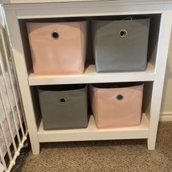 White Wooden Bookcase With 2 Shelves 