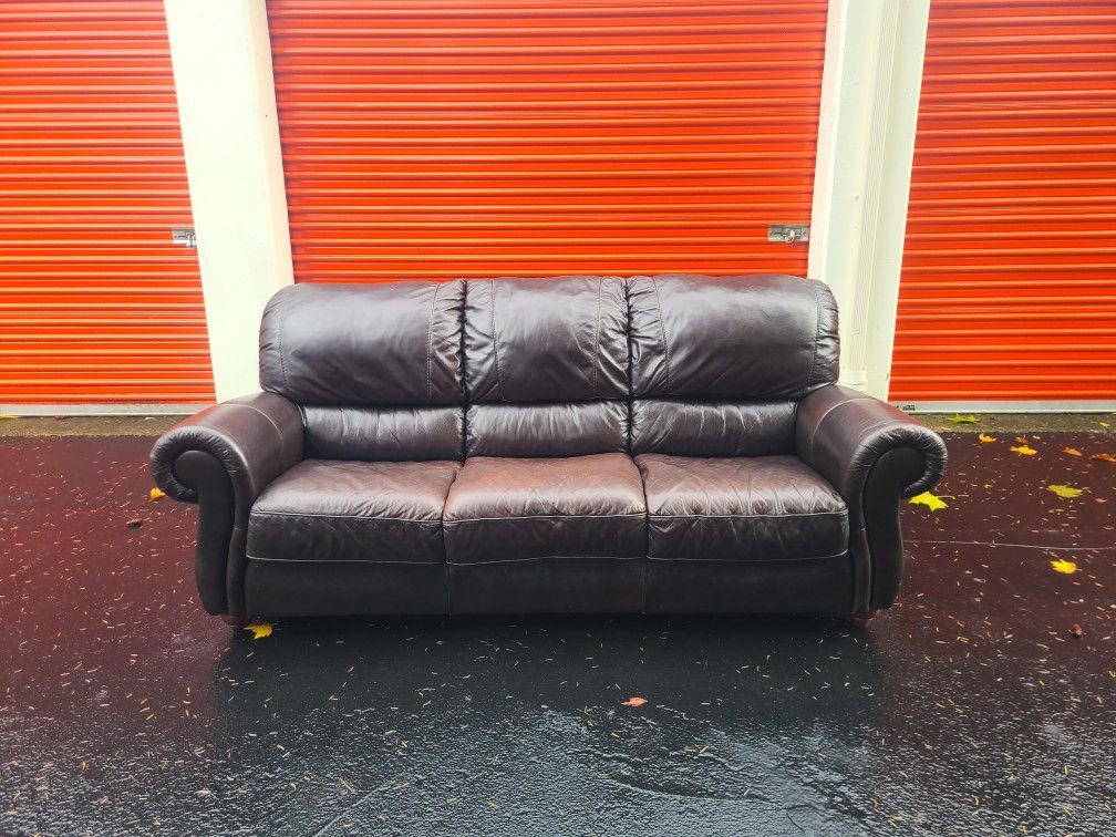 Brown Leather Couch - Free Delivery
