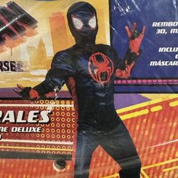 Spider-Verse Miles Morales Kid's Spiderman Halloween Costume New Size 10-12