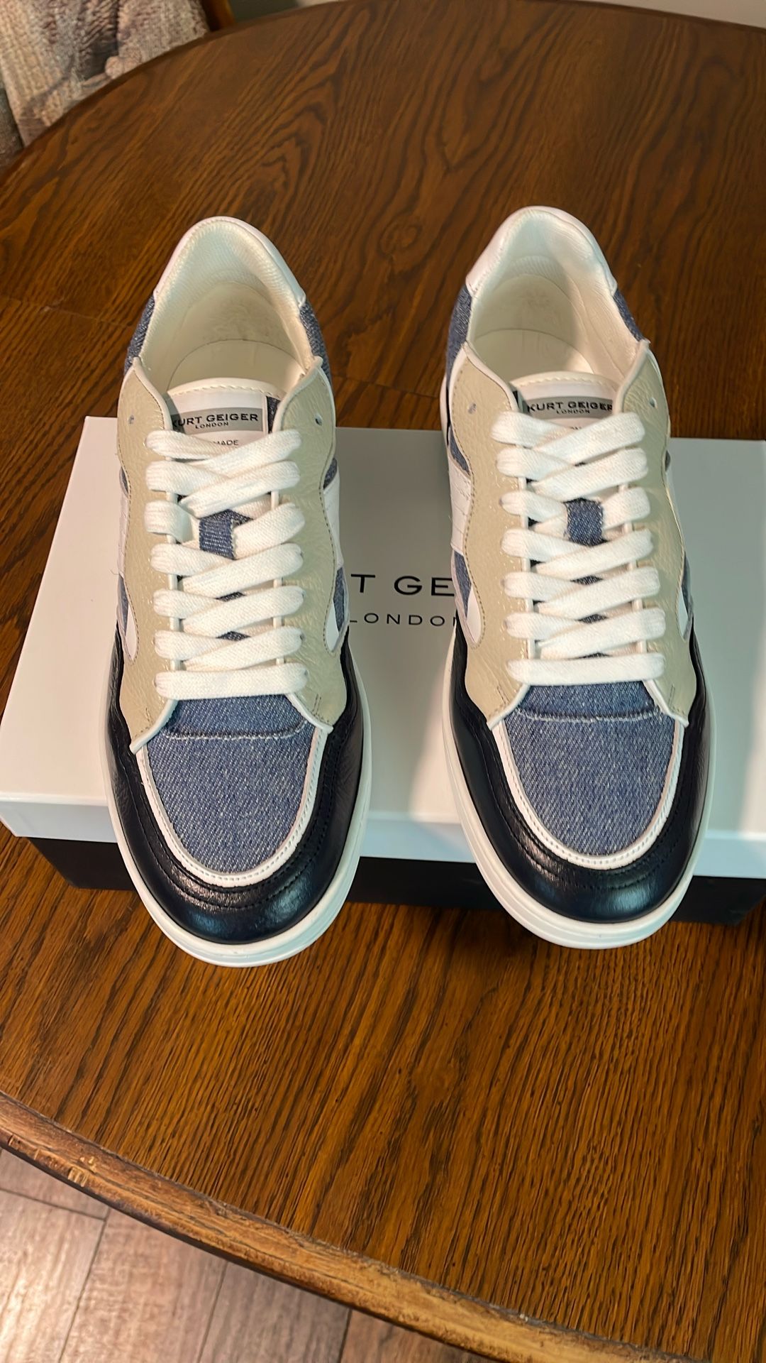 KURT GEIGER/LONDON/SIZE 9/LEATHER DENIM SNEAKERS