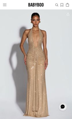 Babyboo Gold Sequin Halter Maxi Dress
