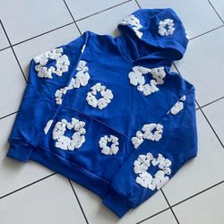 Brand New Blue Denim Tear Hoodie 