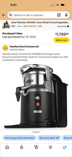 Hamilton Beach Commercial Juicer