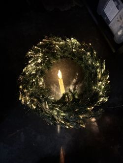 Christmas - Fiber Optic Wreath with Candle