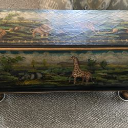 Hope chest: hand-painted, distressed/enamel animal theme
