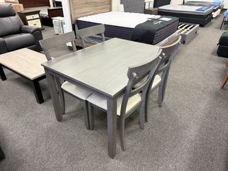 Gray Dining Table Set with 4 Chairs