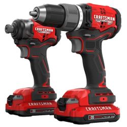 CRAFTSMAN V20 RP 2-Tool Brushless Drill/Impact Combo Kit, 2 Batteries & Charger