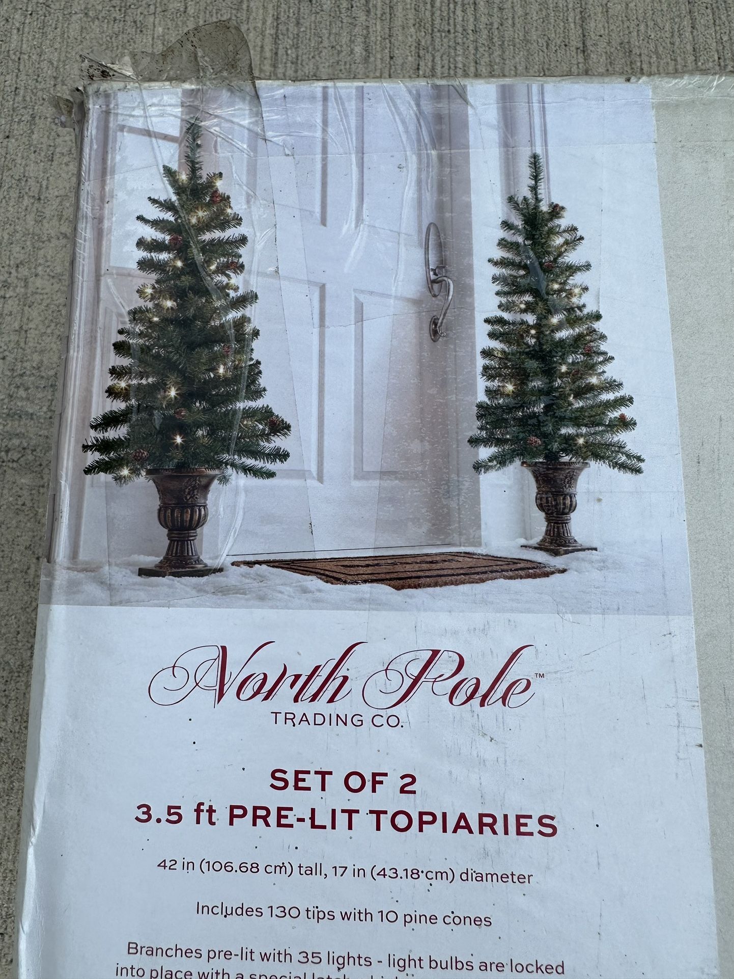Set of Two North Pole 3.5 Ft. Pre-Lit Topiaries