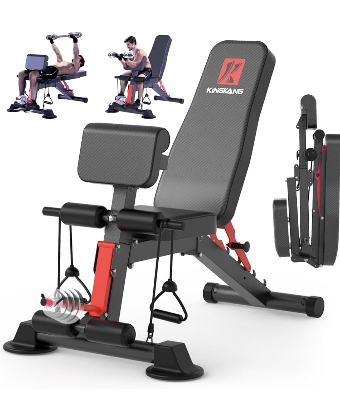 Adjustable Weight Bench,Utility Workout Bench Foldable Incline Decline Benches for Home Gym Full Body Workout,Load 600LBS