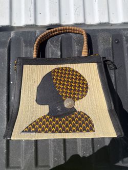 African-Inspired Woven Tote Handbag