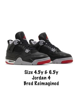 Jordan 4 Bred Size 4.5 & 6.5