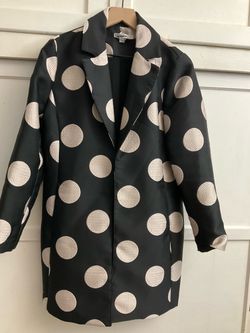 Black & Cream Polka Dot Longline Blazer Coat