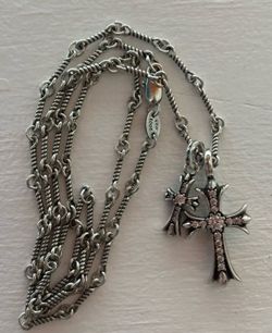 Chrome Hearts 925 Silver Cross Pendant Necklace